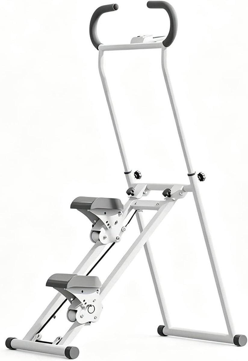 Opvouwbare Hometrainer - Trapklimmer Fitness - Thuis Sporten - Verstelbaar Stuur Pedaal - 40cm Staplengte - Wit
