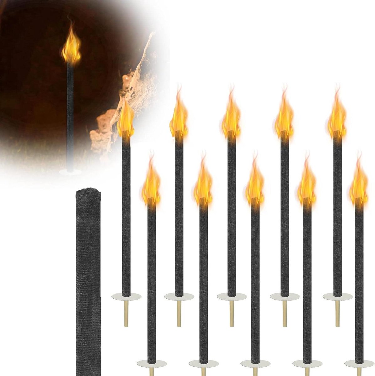 Buiten Fakkels - Tuinverlichting - Feestelijke Sfeer - Natuurlijke Was - 50 Stuks - Zwart
