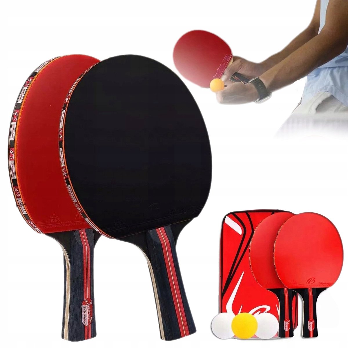 Tafeltennis Set: 2 Batjes, 3 Ballen & Draagtas