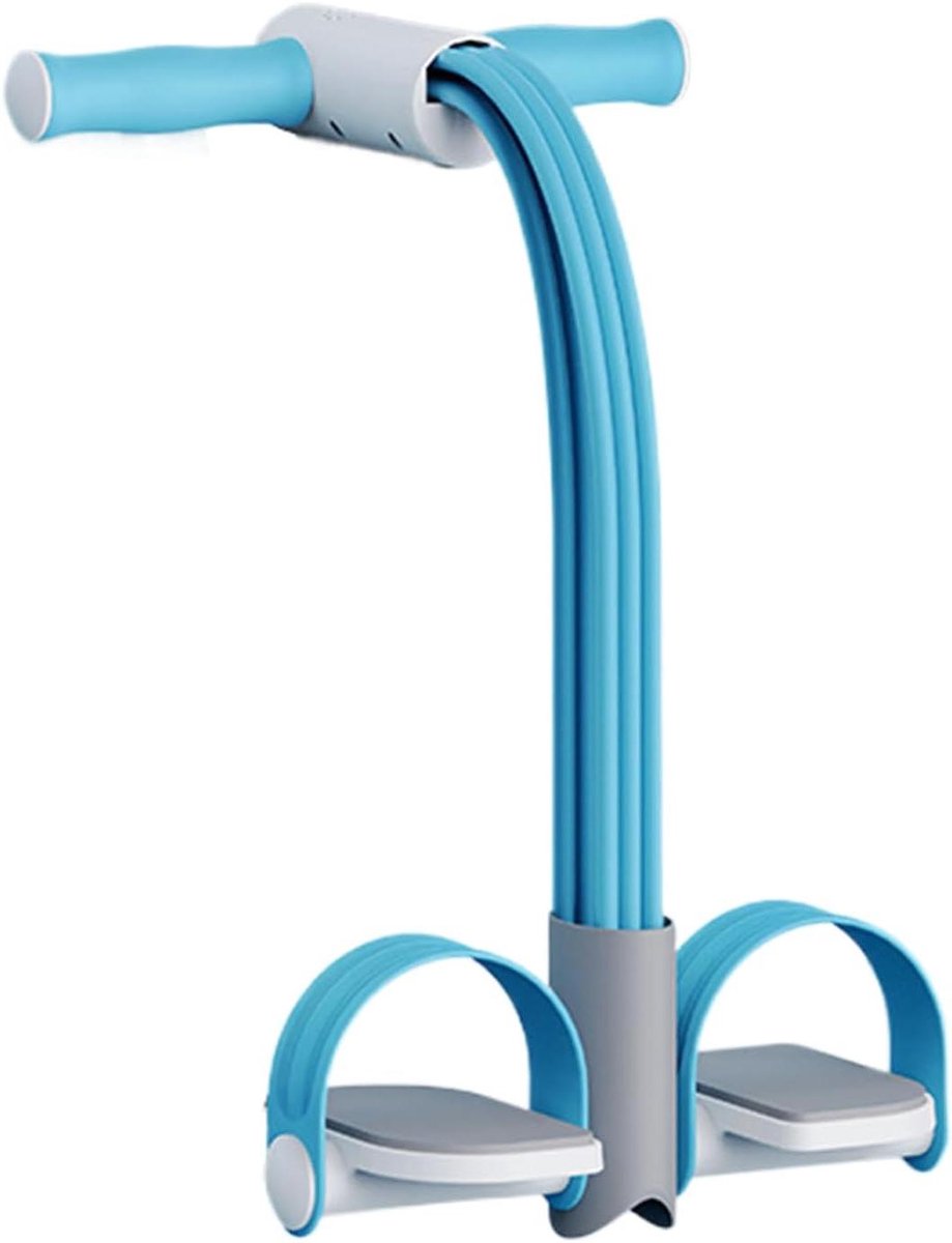Fitness Pedaal Trekker - Weerstandstouw Set - Spierversterking Thuis - Realtime Stemfeedback - 126 cm Lengte - Blauw