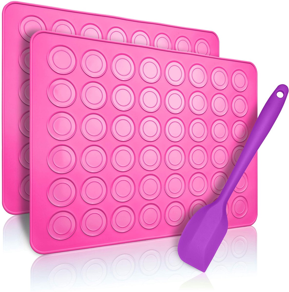 Dailygoods - Siliconen Bakmatten voor Macarons - Perfecte Bakresultaten - 2x Roze - Antiaanbaklaag - Ideaal voor Thuisbakken - Geschikt voor Vaatwasser