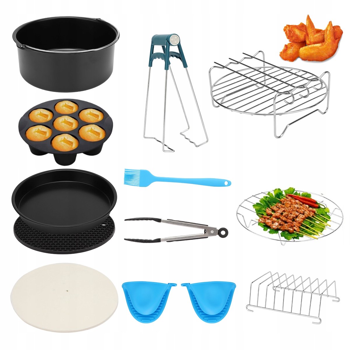13-delige Airfryer-accessoireset - 7-inch bakvorm en grillrek
