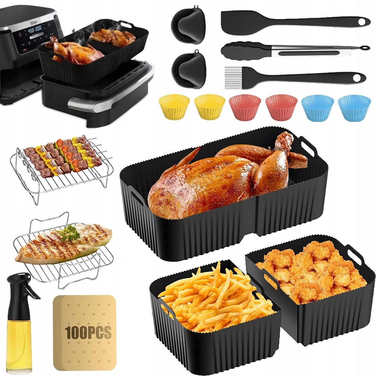17-delige Airfryer Accessoireset voor Ninja Foodi FlexDrawer AF500EU