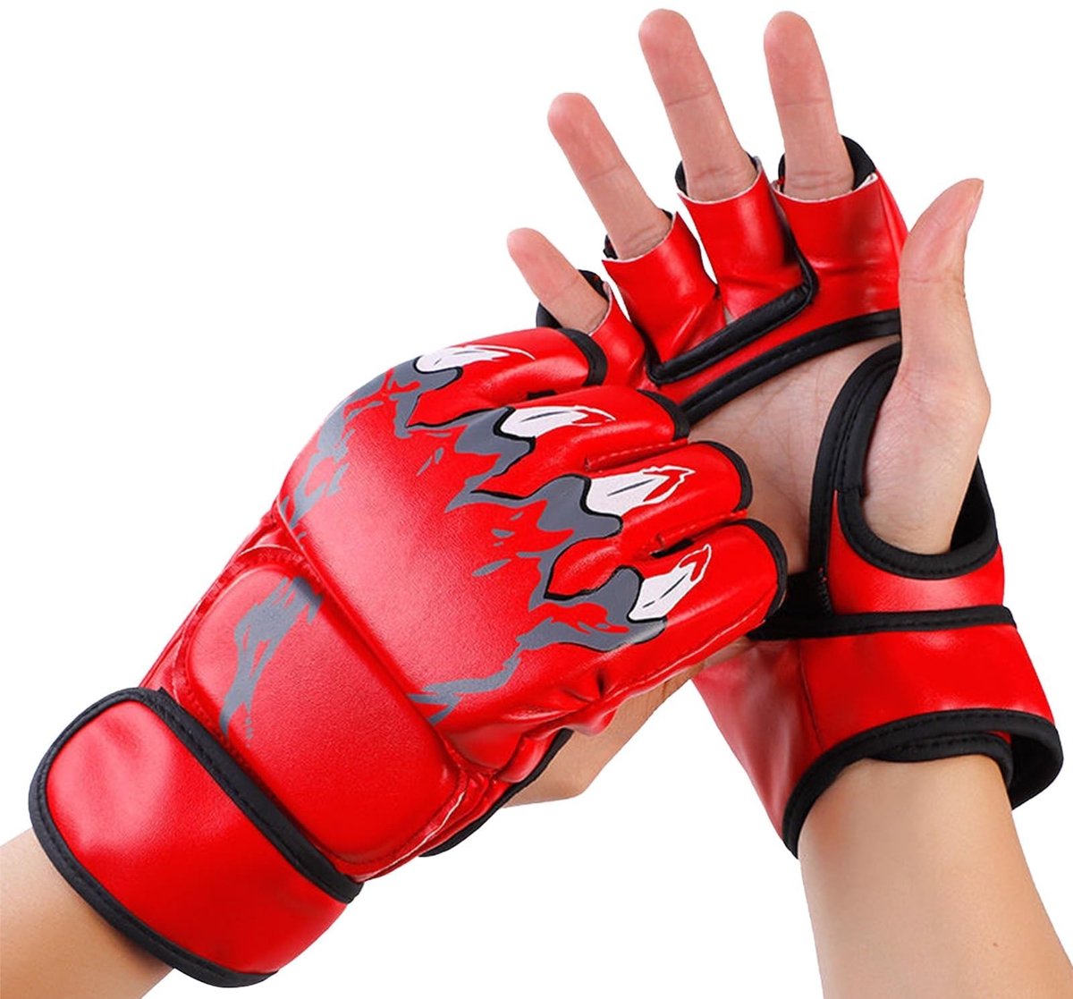 Dailygoods- Bokshandschoenen Verstelbaar Ontwerp - MMA Handschoenen - Vingerloos - PU-leer - 2 Stuks - Flexibiliteit en Precisie