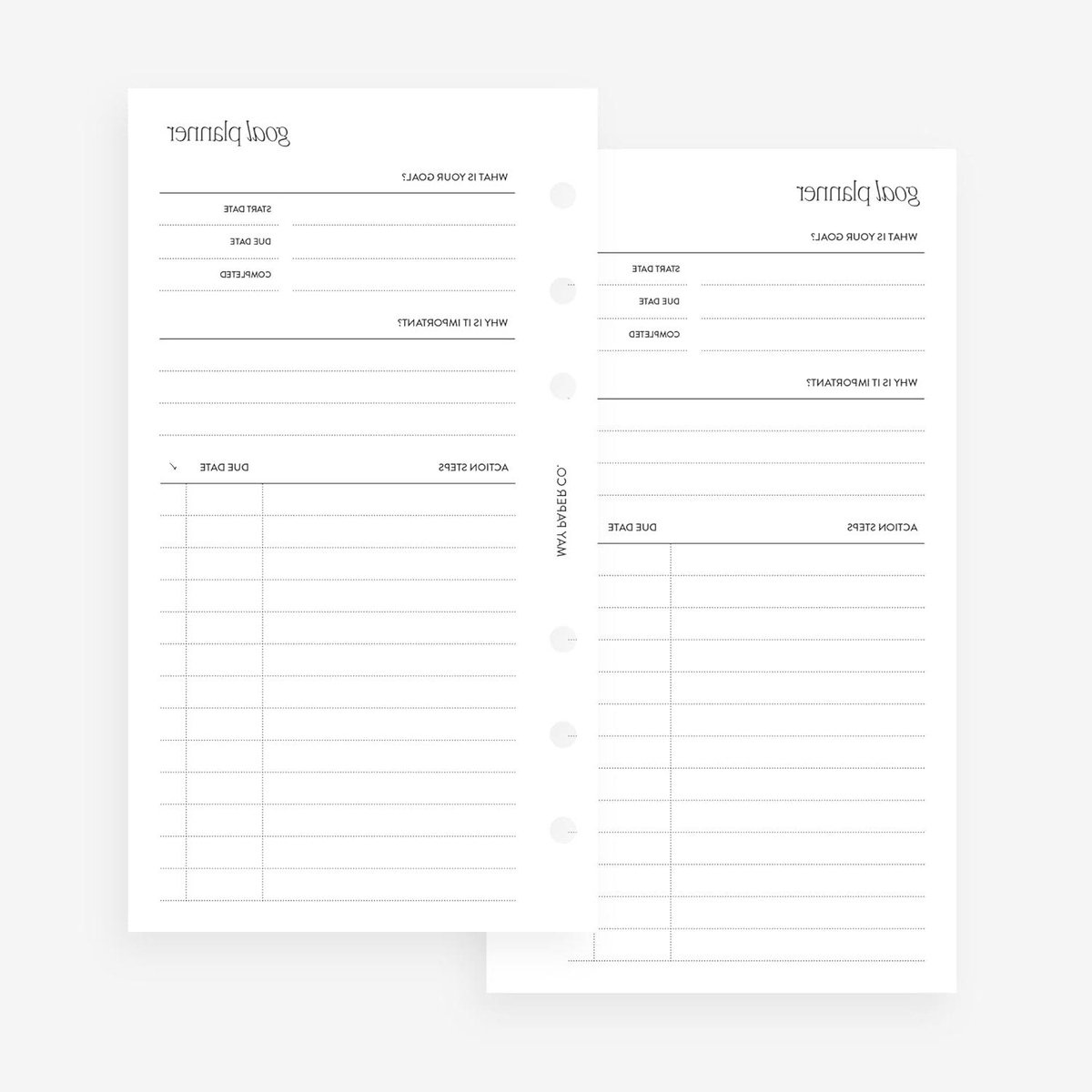 Planner Inleg - Agenda Vulling - Doelen Stellen - Premium Papier - 3.75 x 6.75 Inch - Wit