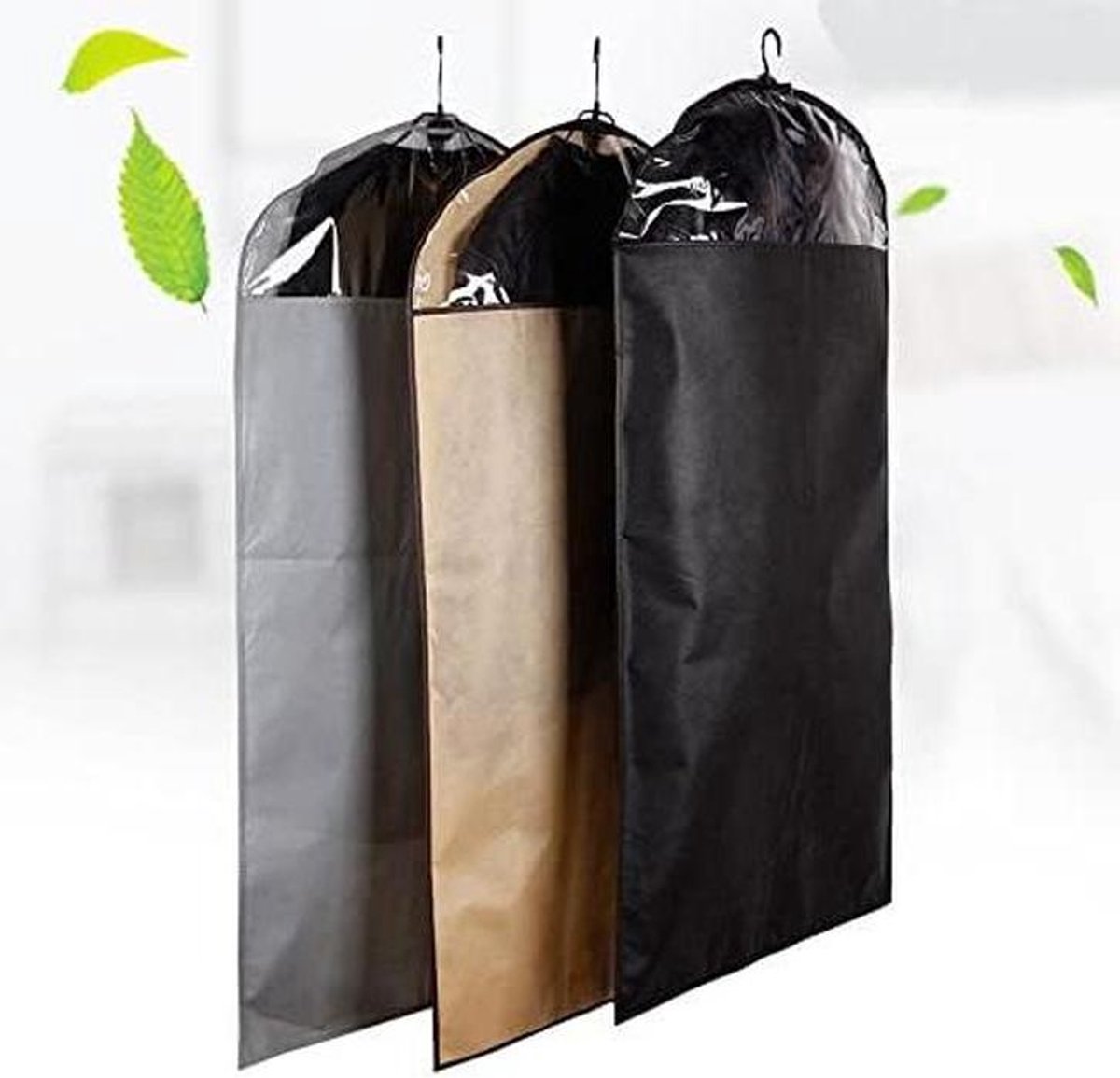 Kledinghoezen Set - Kledingbeschermers - Kleding Opbergen - Ademend Waterdicht - 3 Stuks 100cm - Grijs