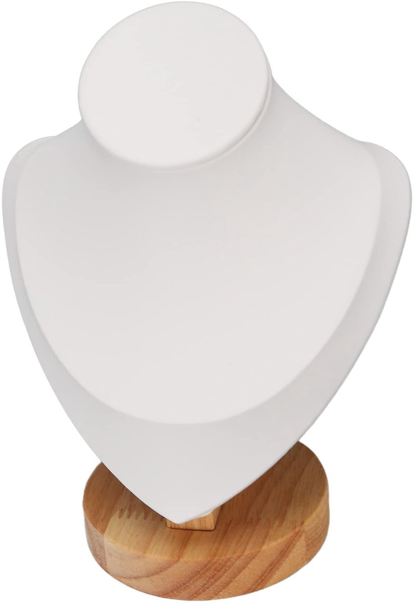 Dailygoods- Kettingstandaard 6,9 inch - Flanellen Sieradenezel - Borststandaard - Torenstandaard - Mannequin Sieraden Buste Display - Wit - Sieradenbuste