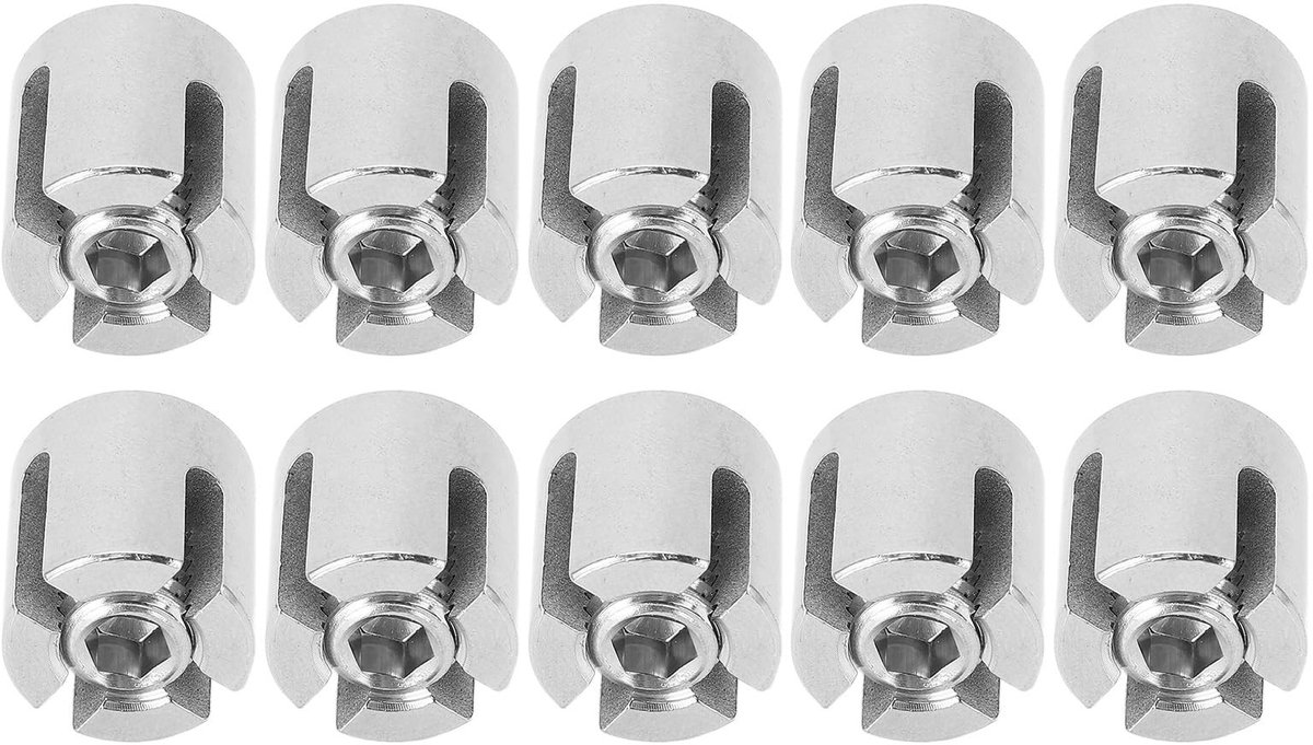 Dailygoods- Kruiskabelklem 10 Stuks - Roestvrij Stalen Draadklemmen - Draadkabel Bevestiging - Stevige Installatie - Geschikt voor Binnen/Buiten - Compact Formaat - Draadklem