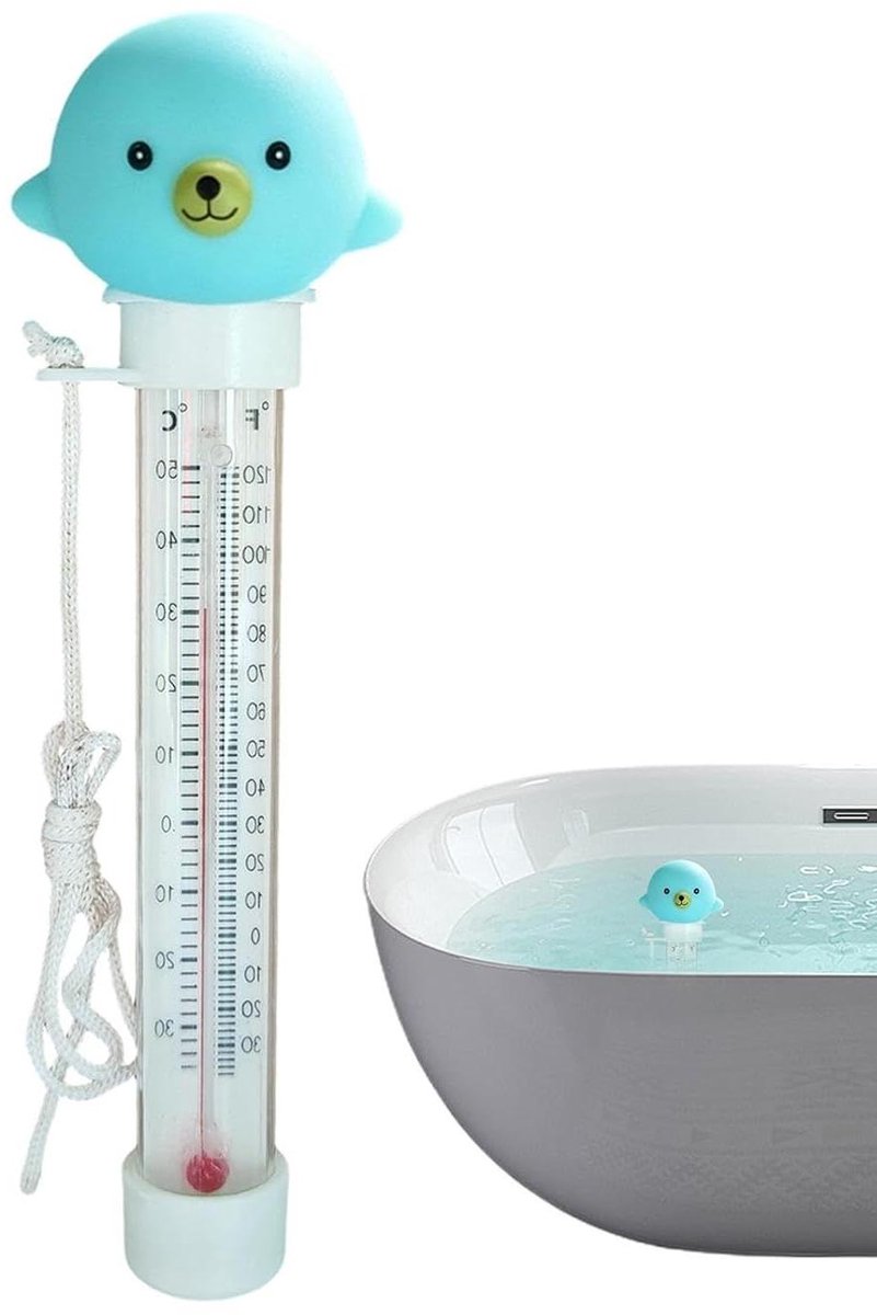 Zwembad Temperatuurmeter - Drijvend Dieren - Water Temperatuur - Gemakkelijk Af Te Lezen - 20 Centimeter - Blauwe Kogelvis