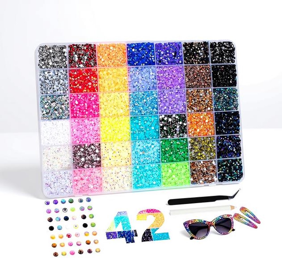 Maison Elara Bedazzling Kit met 42 Kleuren en 42000+ Strass Steentjes voor Nail Art en Kleding