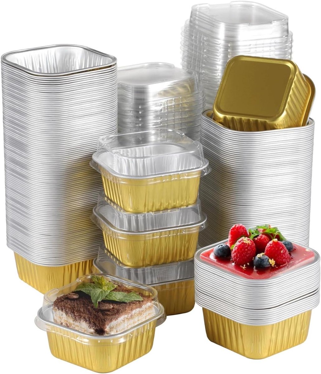 Mini taartpannen - Dessertdozen - Bakken en presenteren - Oven en vriezerbestendig - 200 stuks - Goud
