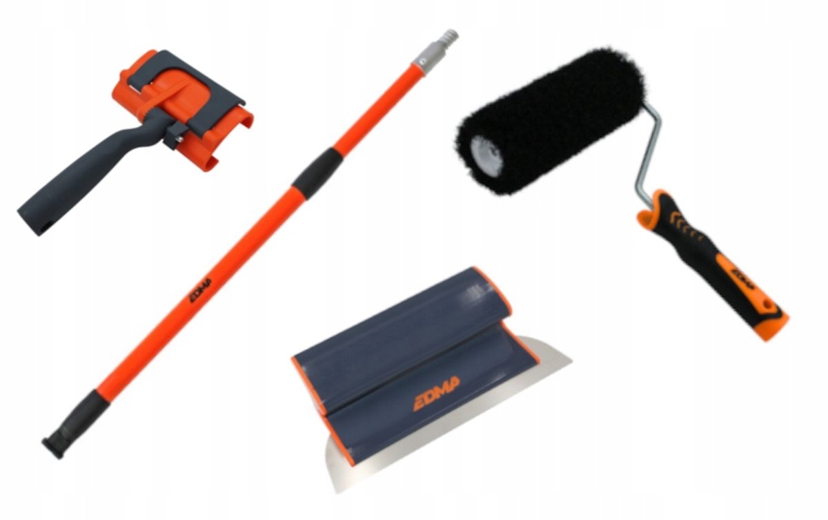 EDMA Gipsplamstel Set: Roller 18cm, Spatel 35cm, Telescoop 0,55-0,90m