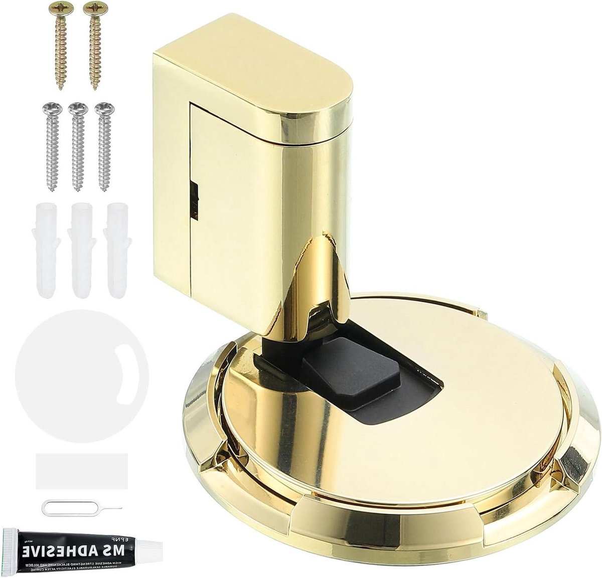 Magnetische deurstopper - Stille vloerstopper - Deuren beschermen - Boorvrije installatie - 61 cm basis - Goud