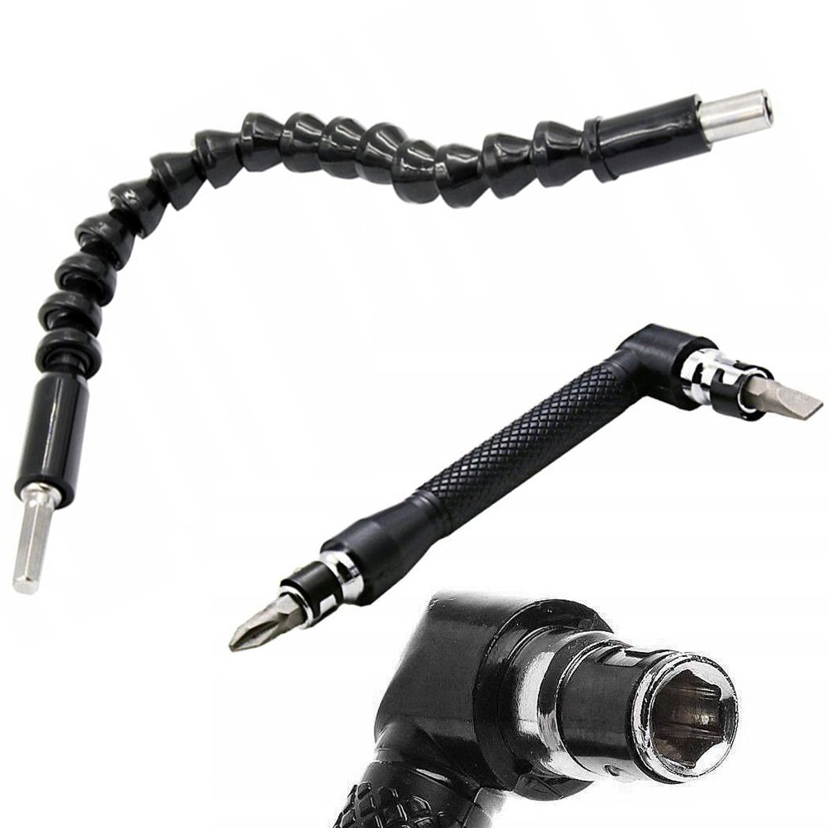 Flexibel Bitverlengstuk & Haakse Schroevendraaier Set