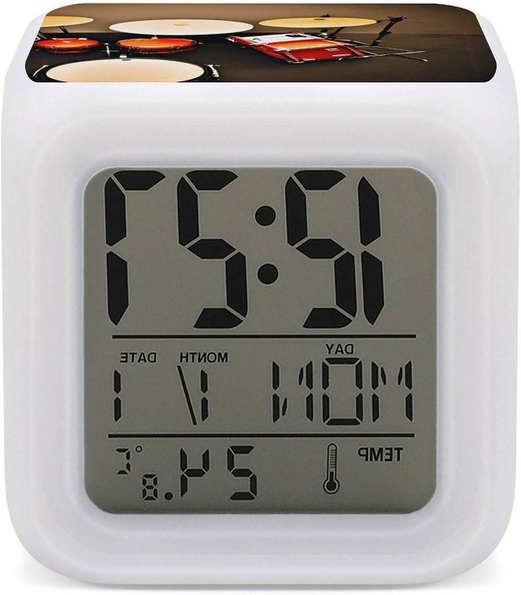 Digitale Wekker - Nachtlamp Klok - Wakker Worden - 7 Kleuren Licht - Vierkant Ontwerp - Zwart