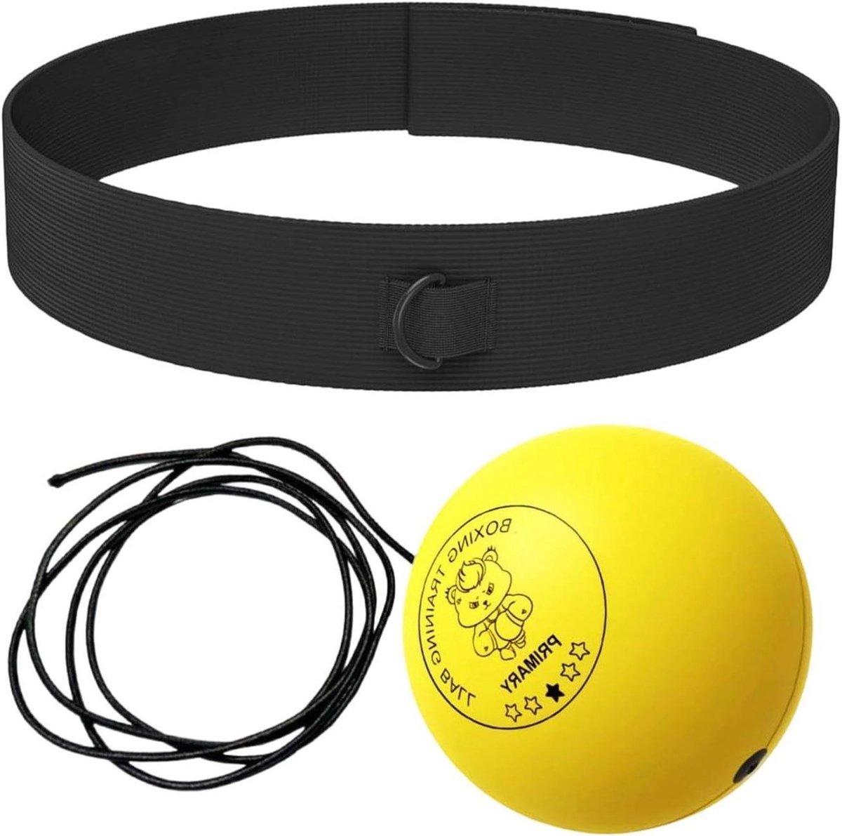 Boksbal set - Reflex bal - Coördinatie training - Verstelbare hoofdband - 3 maten ballen - Geel