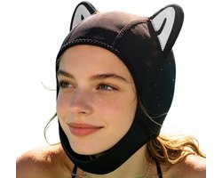 Duikmuts - Hoofddeksel - Watersport - Kattenoor Ontwerp - ca. 20cm - Wit