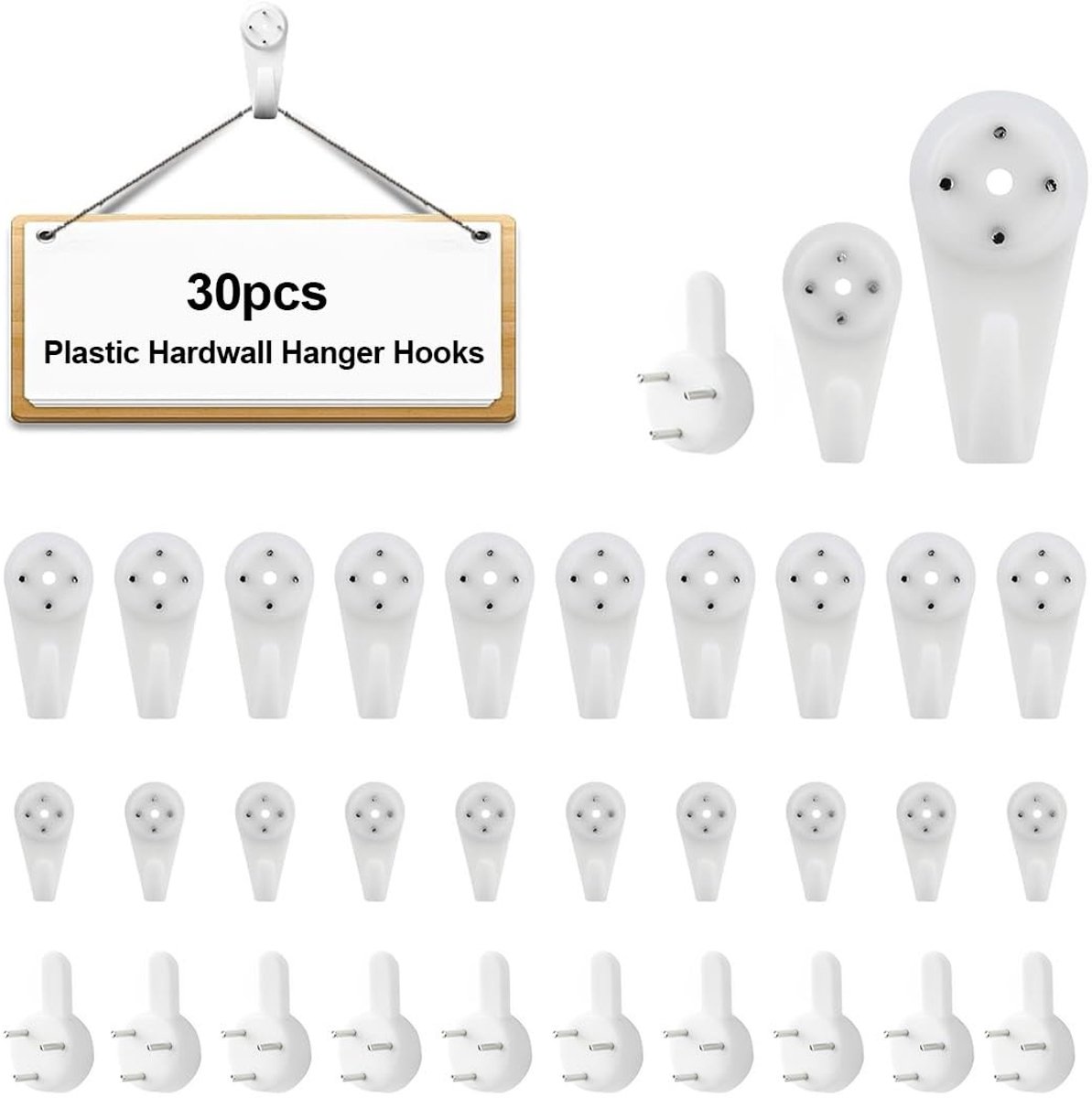 Dailygoods- Wandhaken 30 Stuks - Vuilafstotende Haken - Ophanghaken Zonder Boren - Voor Fotolijsten/Spiegels - Eenvoudige Installatie - Minimale Schade aan Muur