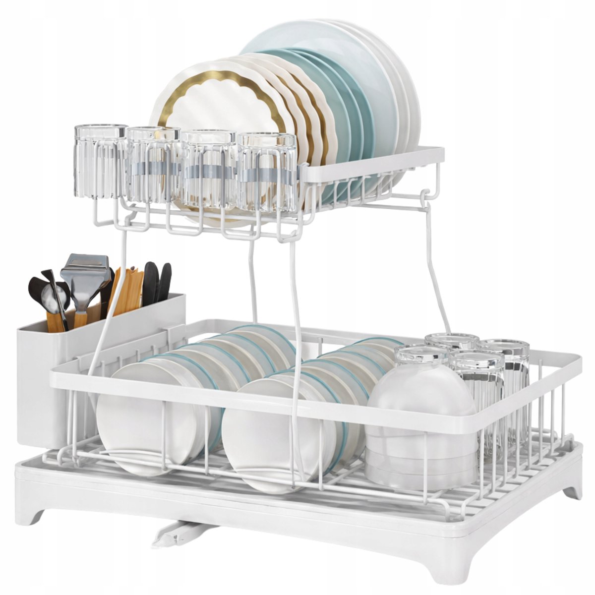 Wit 2-laags Afdruiprek Keuken Organizer 44cm RVS