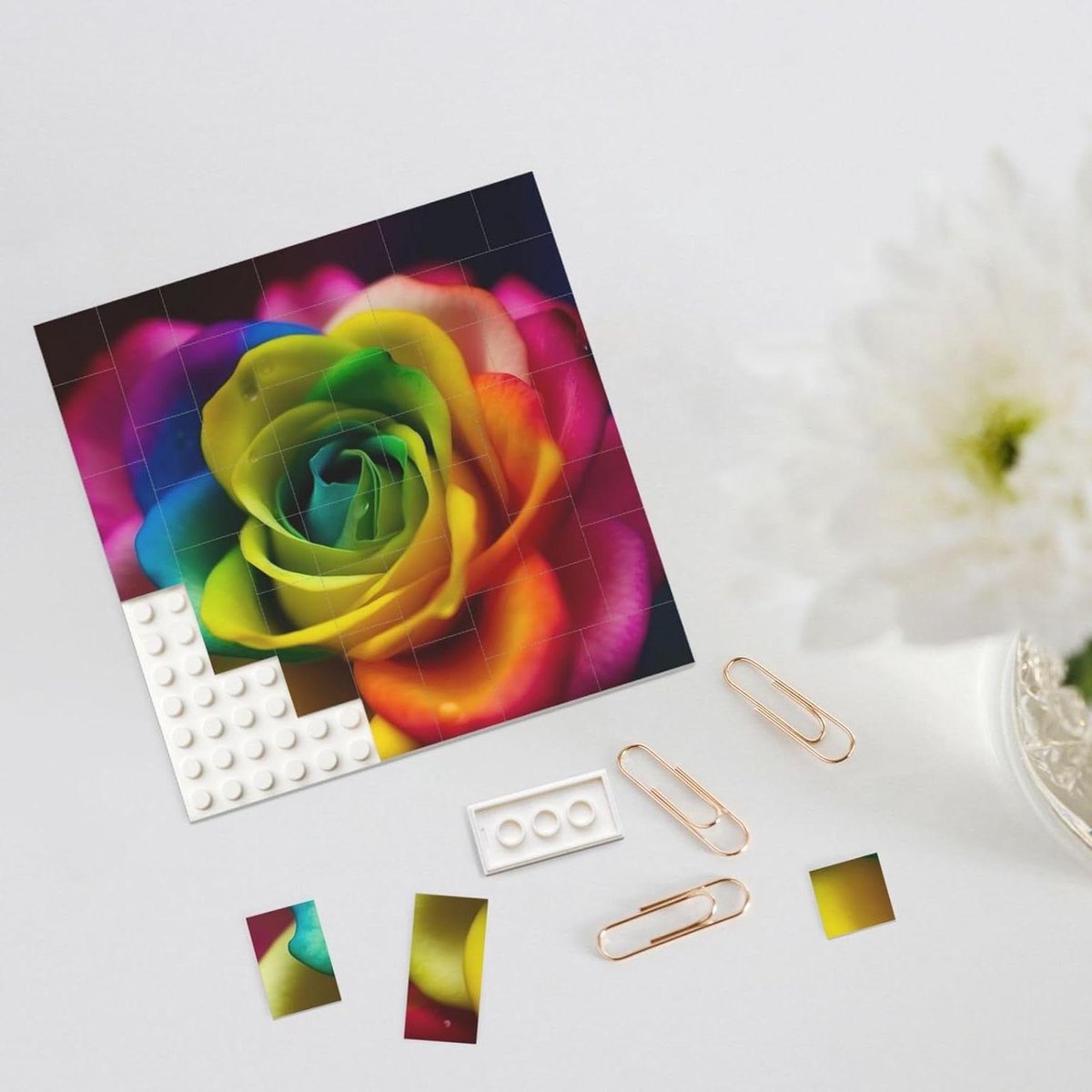 Bouwsteen Puzzel - 3D Fotoblok - Home Decoratie - Dubbelzijdig Print - Middelgroot - Wit