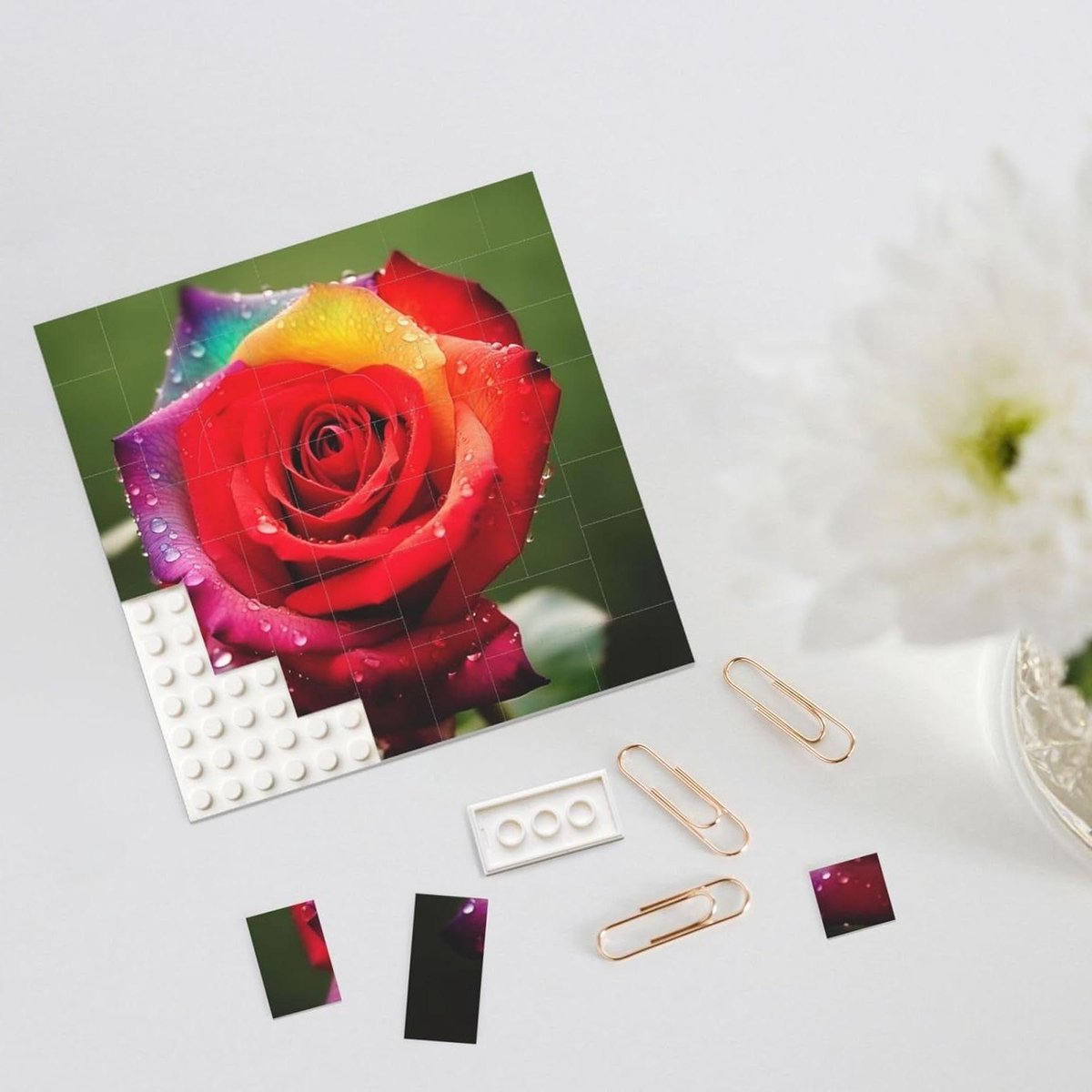 Bouwsteen Puzzel - Mini Blokken - Home Decoratie - Dubbelzijdig Ontwerp - S - Wit