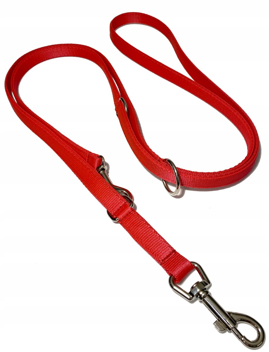Verstelbare Hondenriem Dubbel Gestikt 235 cm / 20 mm Rood