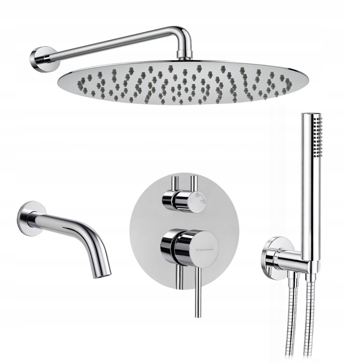 Veldman Costa Doucheset Inbouw met Regendouche 30cm Chroom