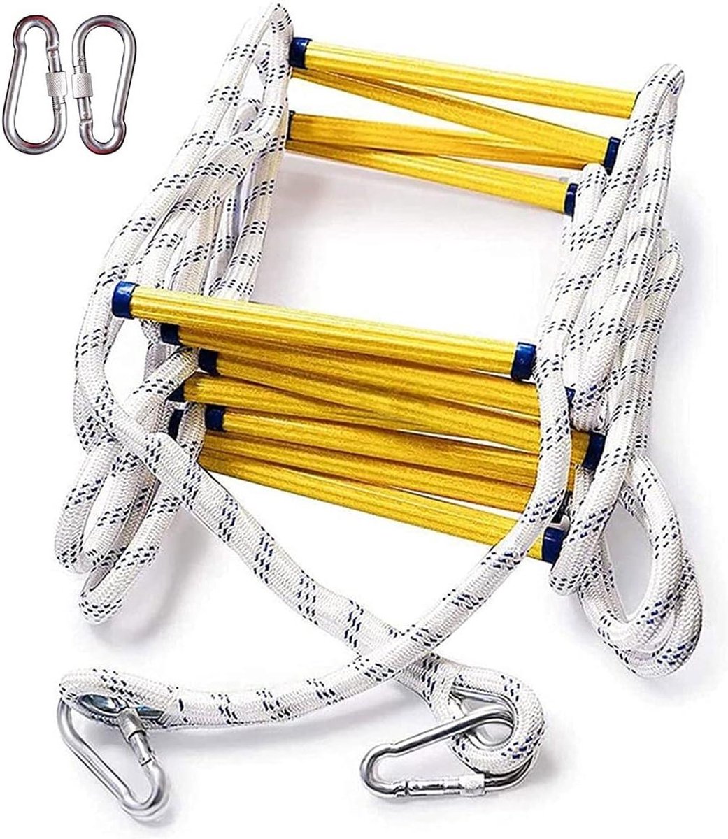 Noodladder - Veiligheidsladder Touwladder - Snelle Ontsnapping - Vlambestendig Materiaal - 10 Meter - Zwart
