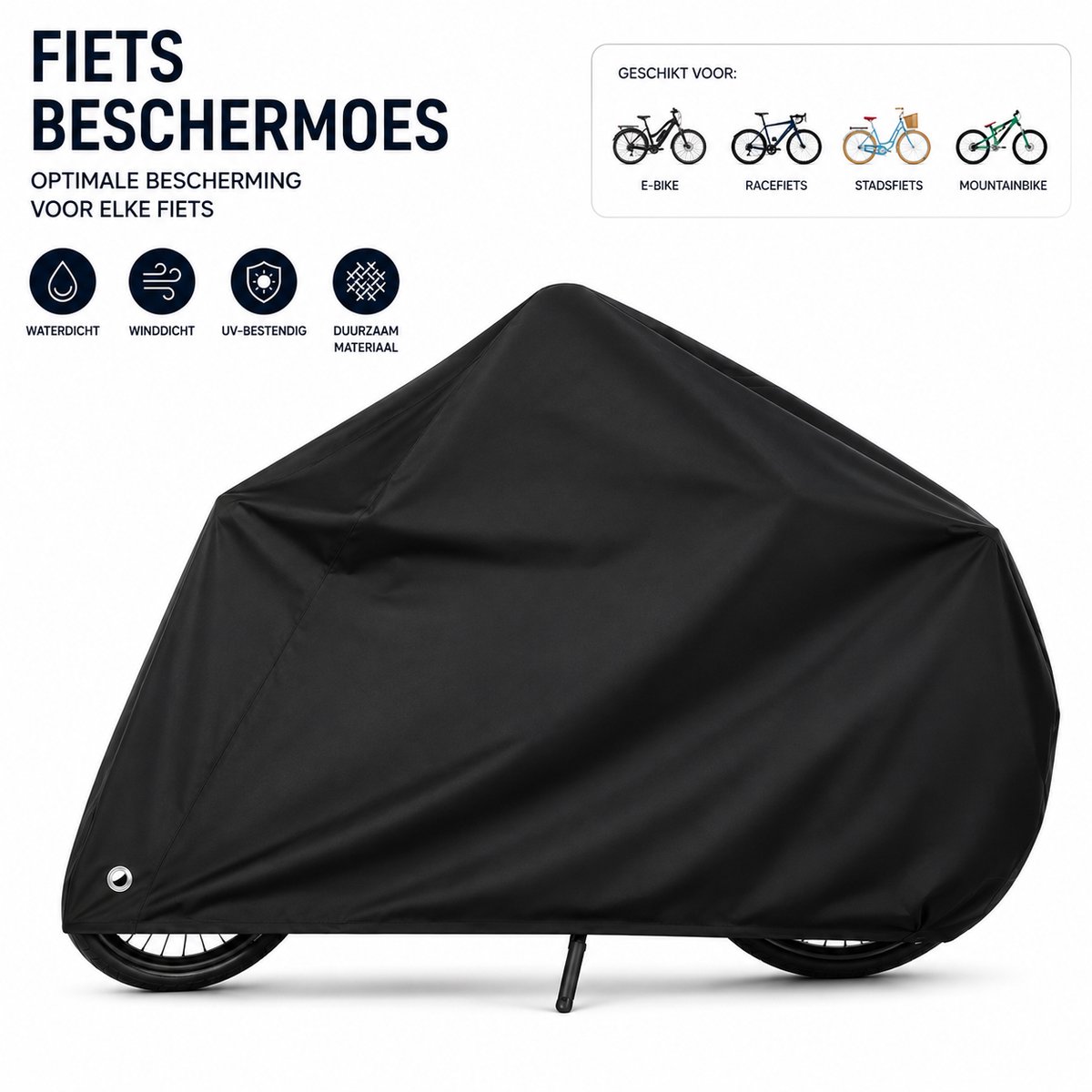 MeubelsvanJoep Fietshoes Universeel voor alle Fietsen - Waterdicht Ultra Sterk Oxford 420D - Fiets Hoes voor 1/2 Fietsen - 205 cm x 75 cm x 110 cm