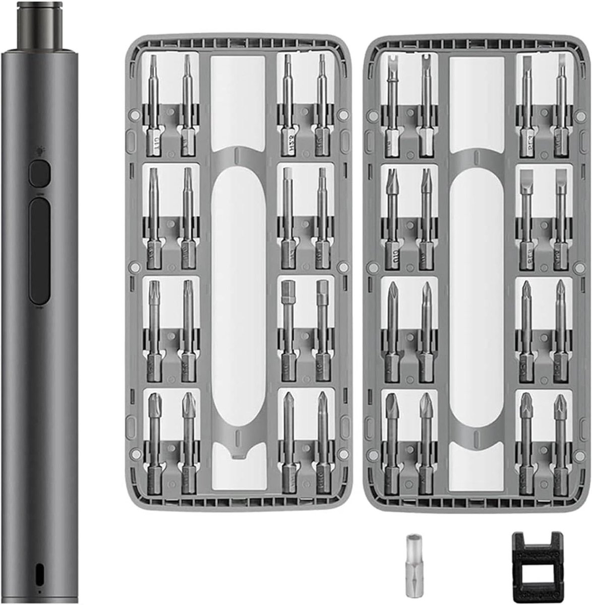 Elektrische Schroevendraaier - Reparatieset Draadloos - Precisie Werk - 5 Snelheden Instelbaar - 32 Bits Inclusief - Grijs
