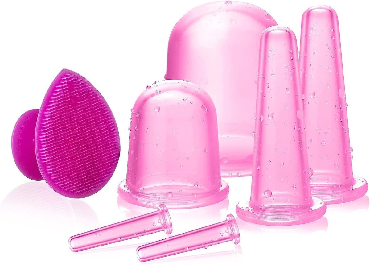 Siliconen Cups - GezichtsMassage Cups - Huidverbetering - Verschillende Maten - 4 Stuks - Roze