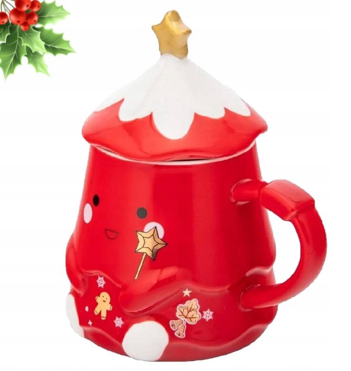 Altom Design Kerstmok met Deksel 'Boom' - 400 ml - Rood