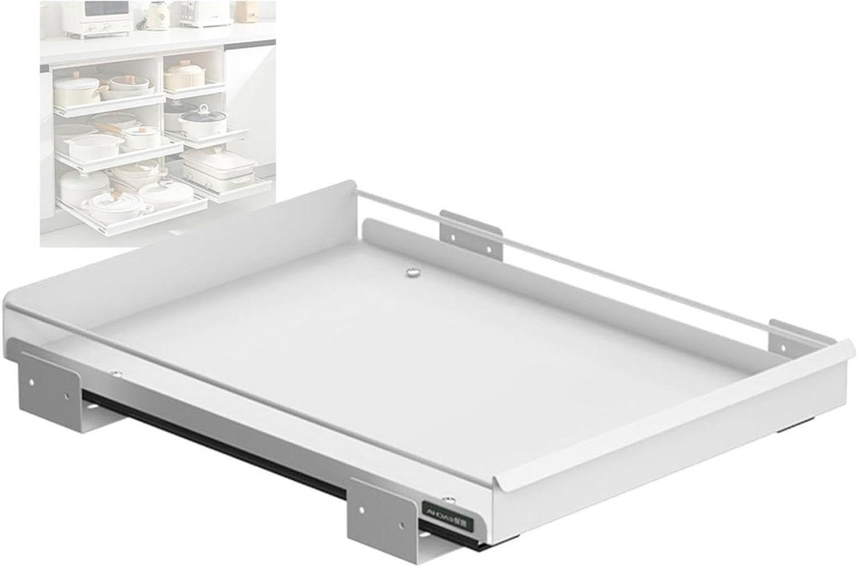 Kast Organizer - Uittrekbare Plank - Keuken Opbergen - Soepel Schuivend - 28 x 53 cm - Wit