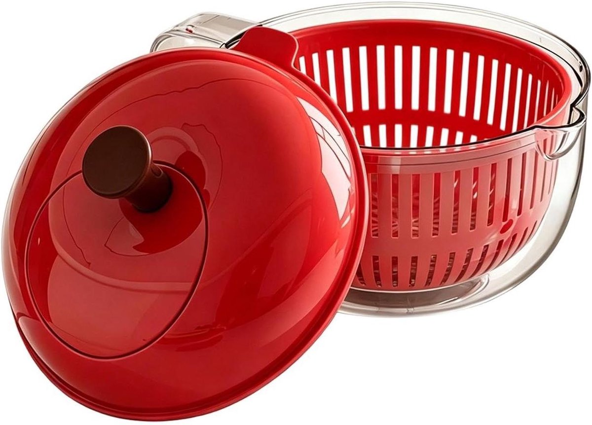 Fruitwasser Kom - Groente Wasbak - Ingrediënten Voorbereiden - Dubbellaags Mand - 23 x 23 x 18 cm - Rood