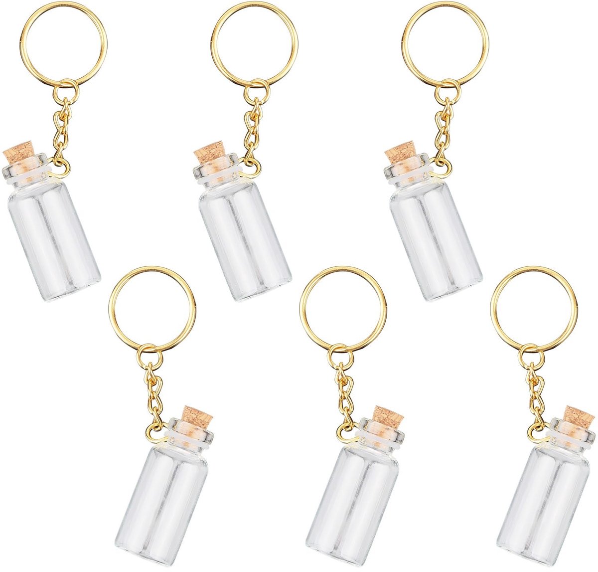 SOUQONE- Mini-Glazen Flessen 6 Stuks - Kleine Flesjes met Kurk - Transparante Flesjes - Decoratieve Accessoires - Handgemaakt - 1,7x4cm