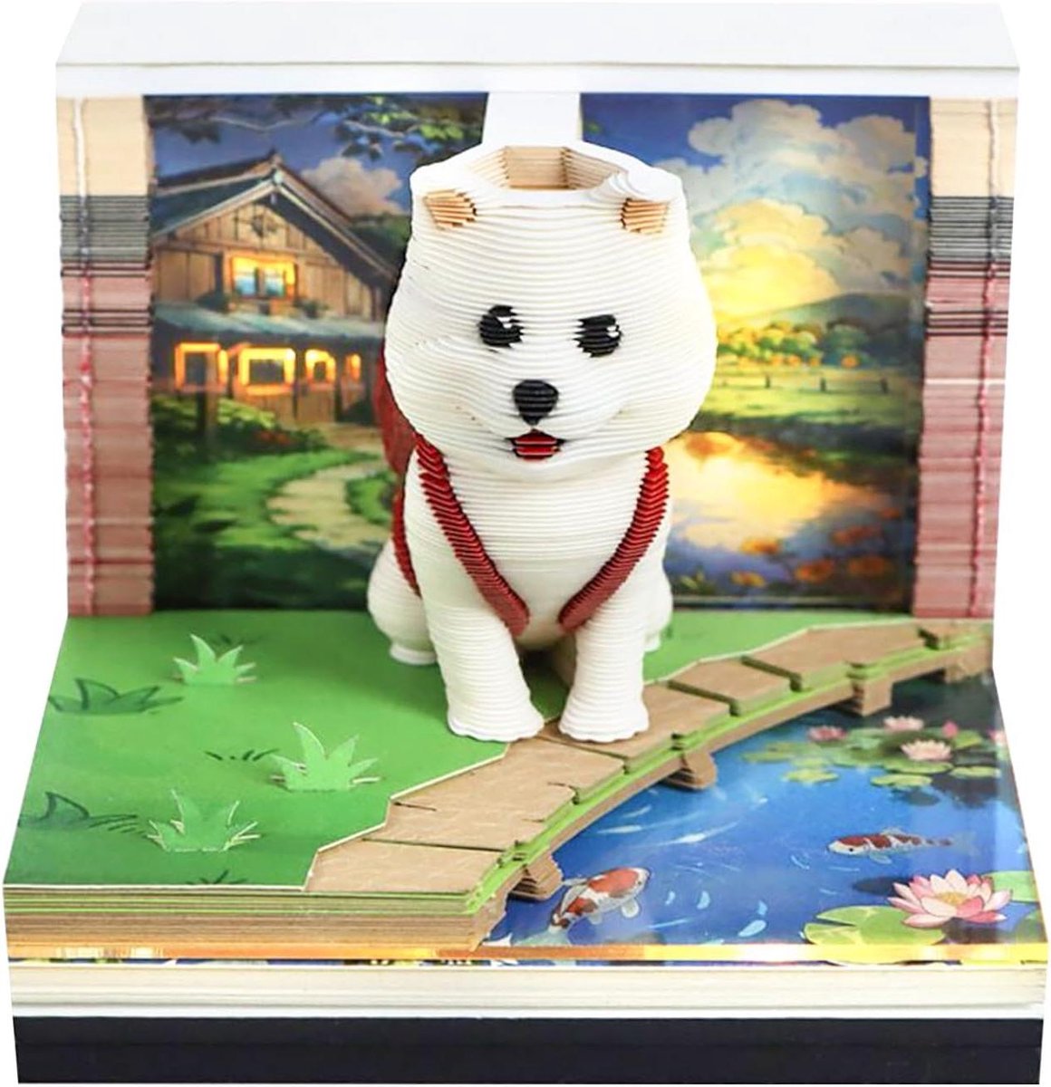 3D Tafelkalender - Papieren Sculptuur - Dagelijks Plannen - Verborgen Hond Design - 8.5 x 8.5 cm - Wit