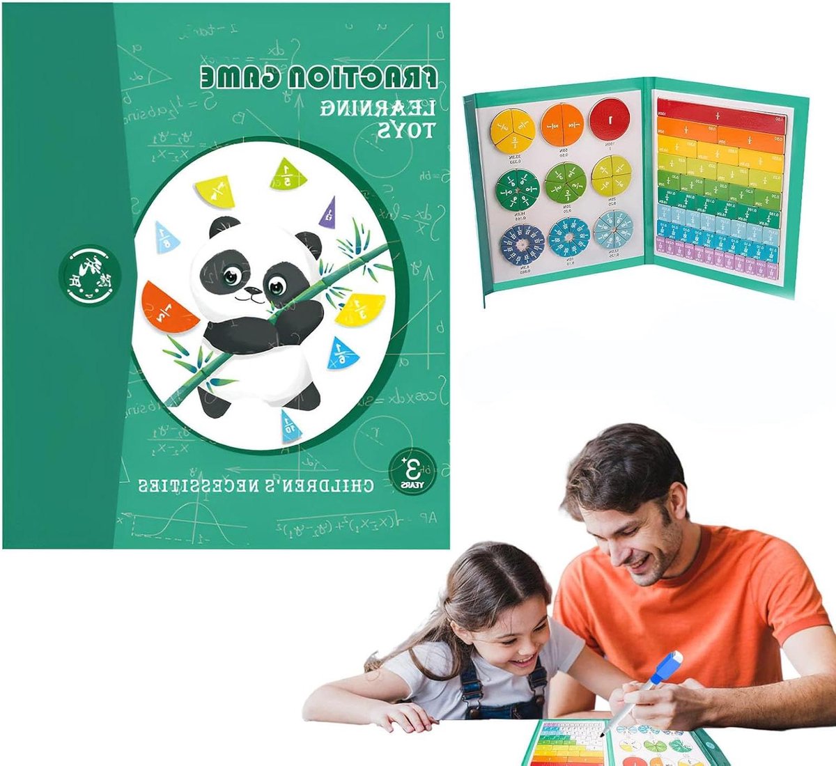 Magnetische Fractie Puzzel - Breuken Leren - Wiskunde Onderwijs - Interactieve Leerhulp - 22.7 x 18.1 cm - Lichtgroen