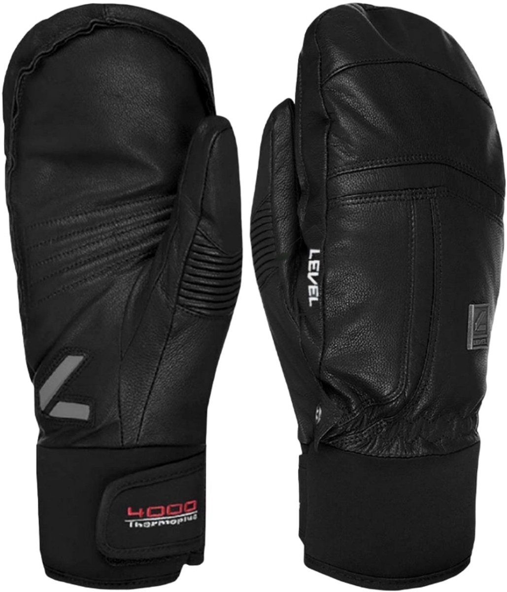 Level Heren Ski Handschoenen Leer Zwart
