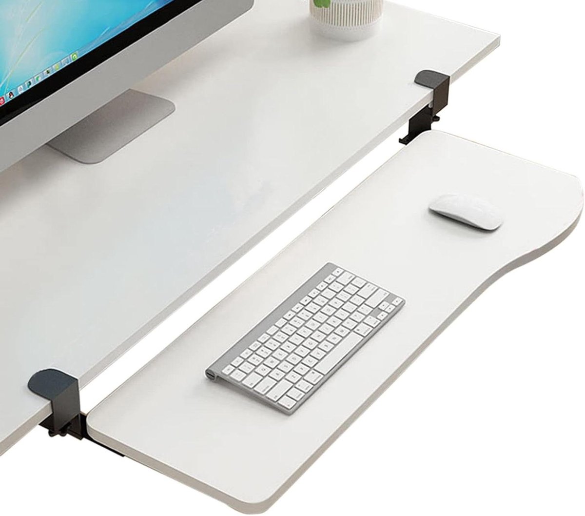 Toetsenbordlade Onder Bureau - Uitschuifbare Lade - Werkplek Organiseren - Montage Zonder Boren - 75 cm - Wit