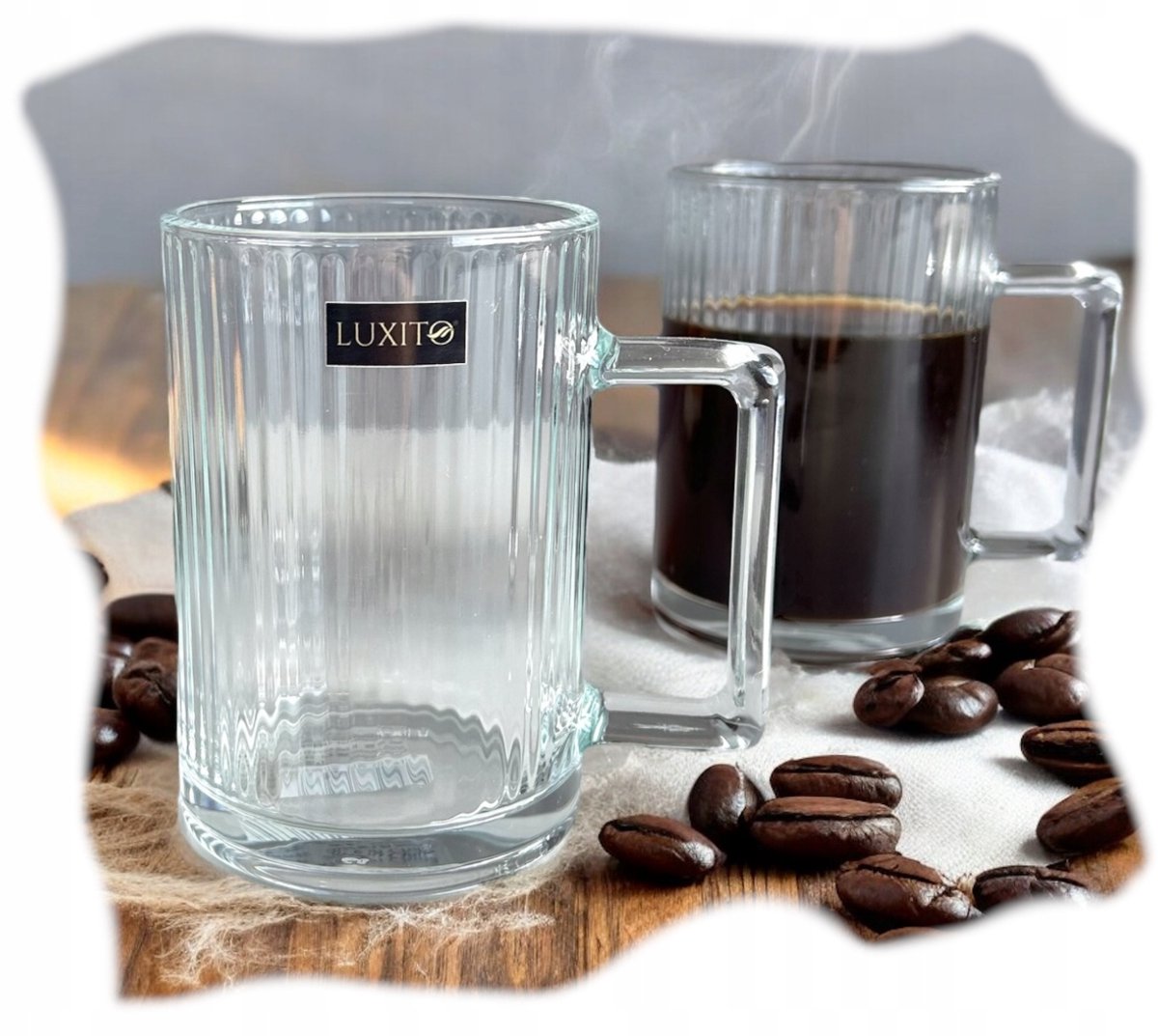 LUXITO Strips Glazen 330ml - Stijlvol & Praktisch voor Koffie & Thee