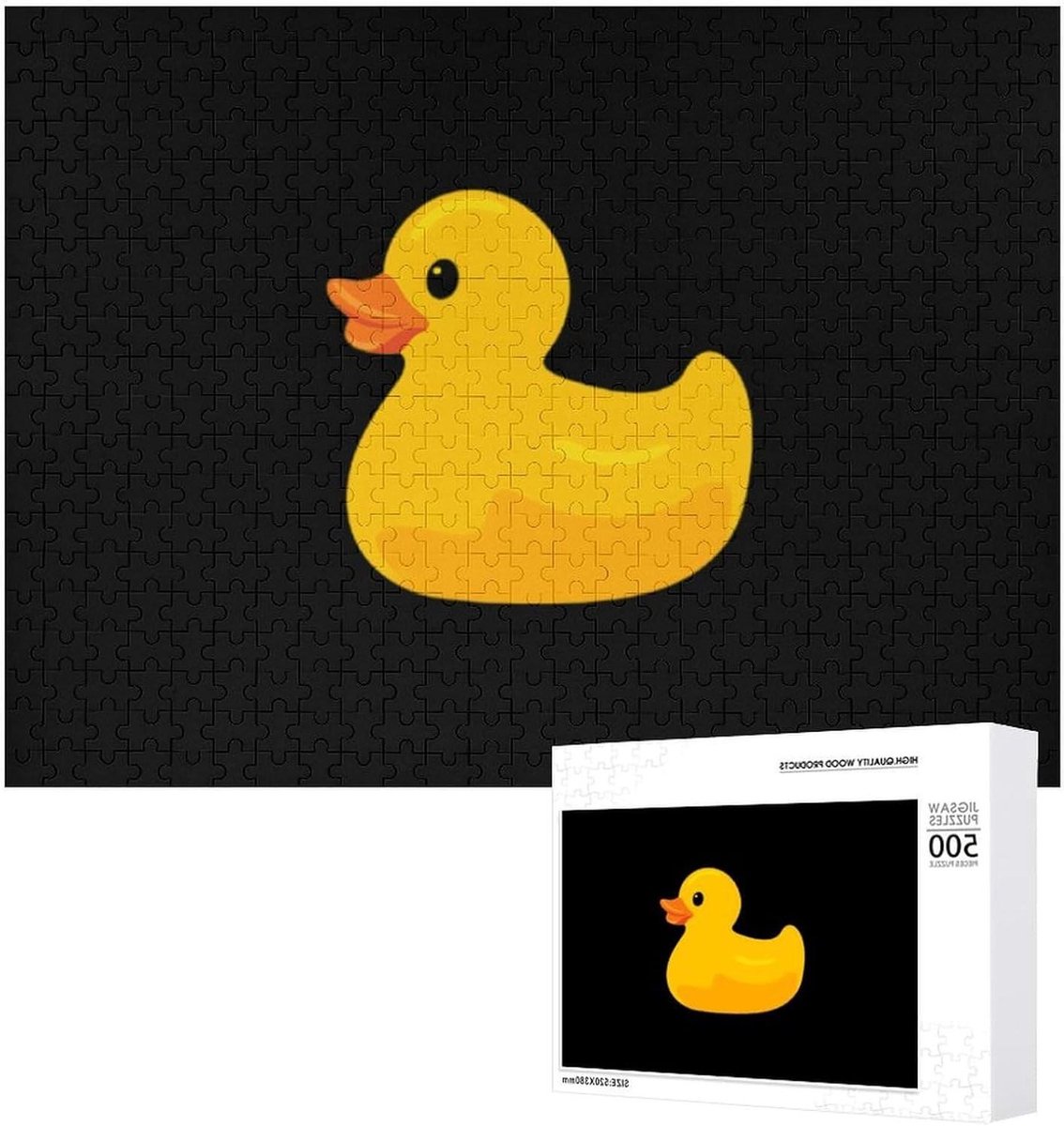 Houten Legpuzzel - Ontspannende Kunst - Thuis Ontspannen - Duurzaam Houtmateriaal - 500 Stukjes - Gele Eend