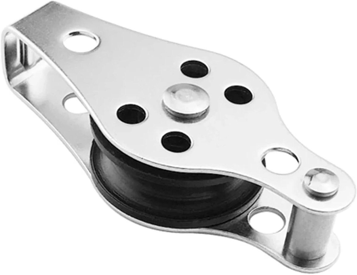 Lager Katrol - Enkele Wiel - Touw Hijsen - Roestvrij Staal - 60mm Lengte - Metaal