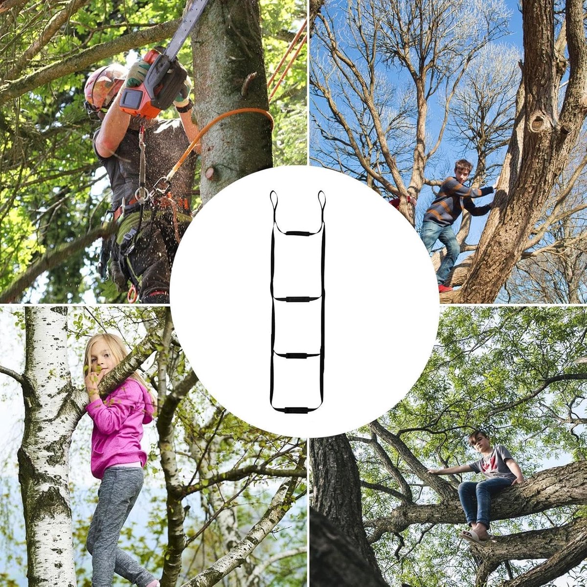 Klimhulp Touwladder - Veiligheidstrap Boot - Veilig Klimmen - Dubbel Versterkte Treden - 160 cm - Zwart