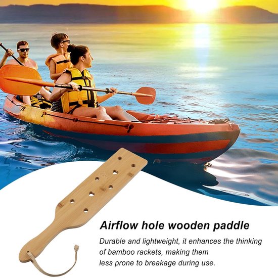 Houten peddel - Boot peddel - Kajakken kanoën - Ergonomische grip - 345 cm lengte - Houtkleur van Houten — afbeelding 3