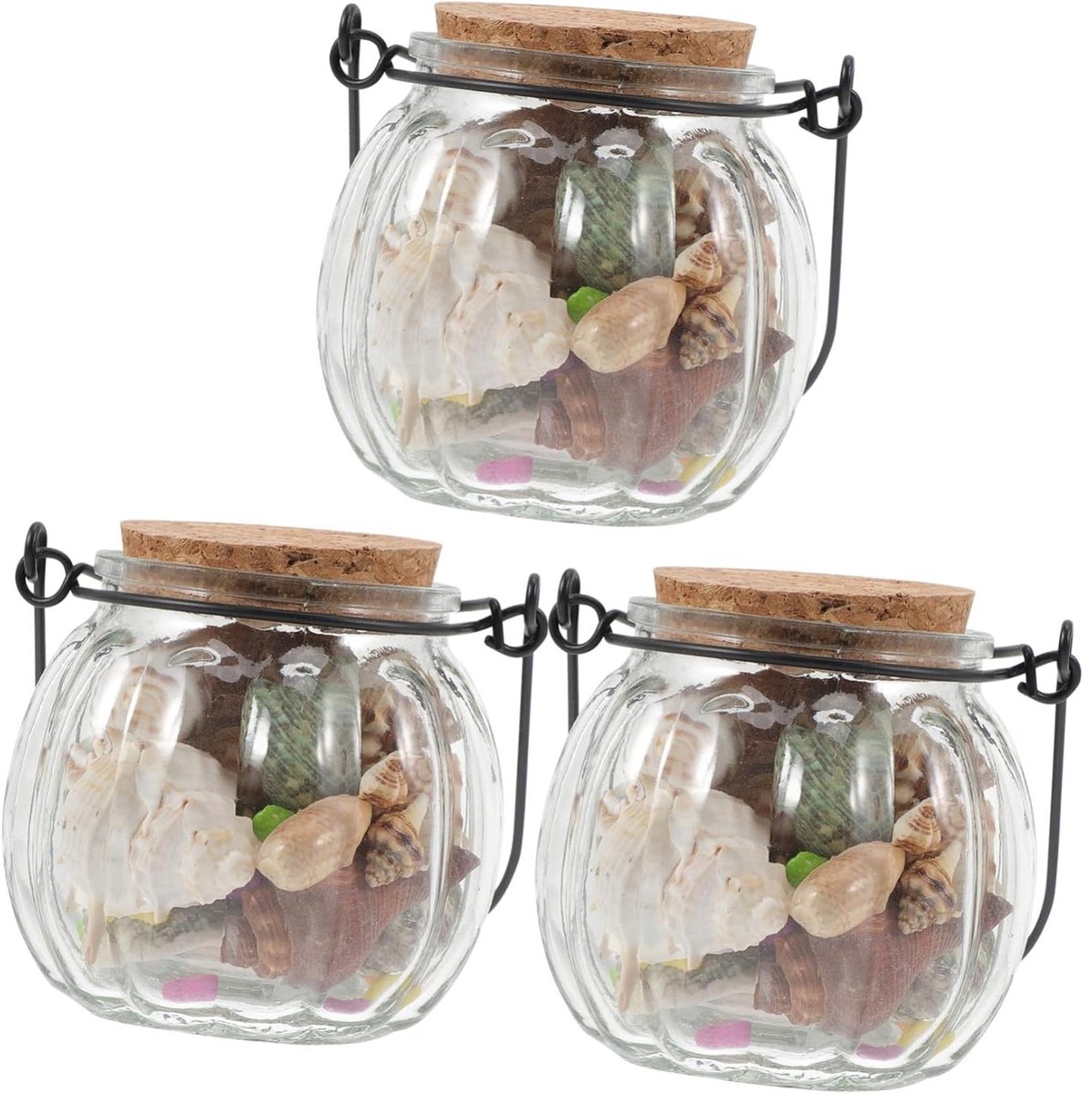 Glazen Flesjes Set - Wenspotjes Decoratie - Decoratief Gebruik - Met Kurk - 3 Stuks - Tran