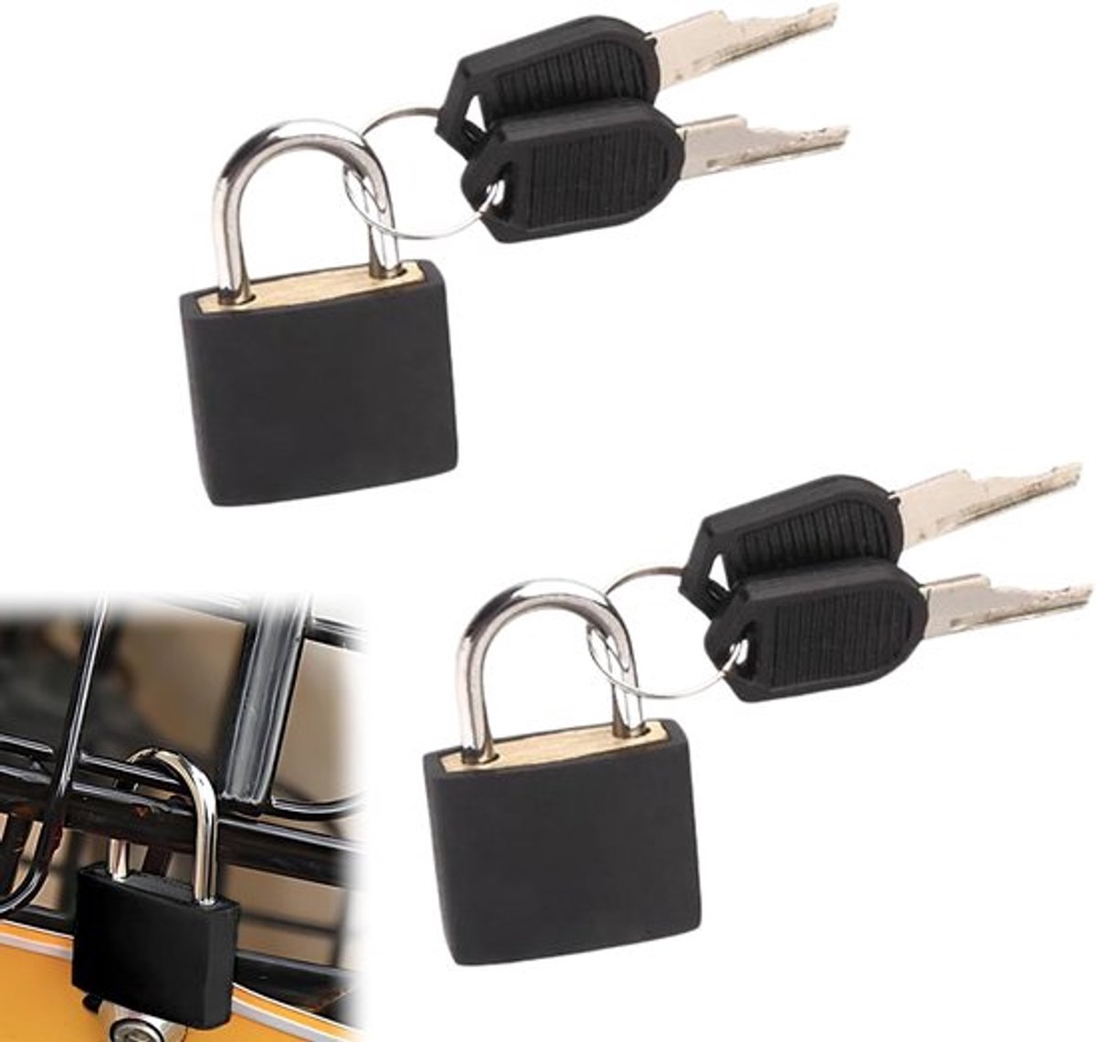 Allecto - Compacte Hangslot - 2 Stuks - Met Sleutel - Voor Koffers en