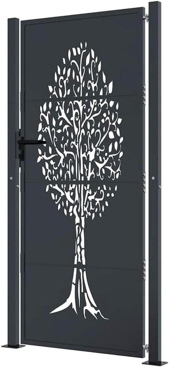 Tuinpoort - Hek entree - Toegang afsluiten - Lasergesneden design - 100x200 cm - Antraciet