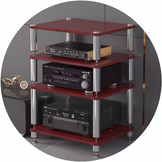 HiFi rek - AV meubel - Audio-opslag - Schokabsorberende voeten - 60x48x40cm - Zwart — afbeelding 3