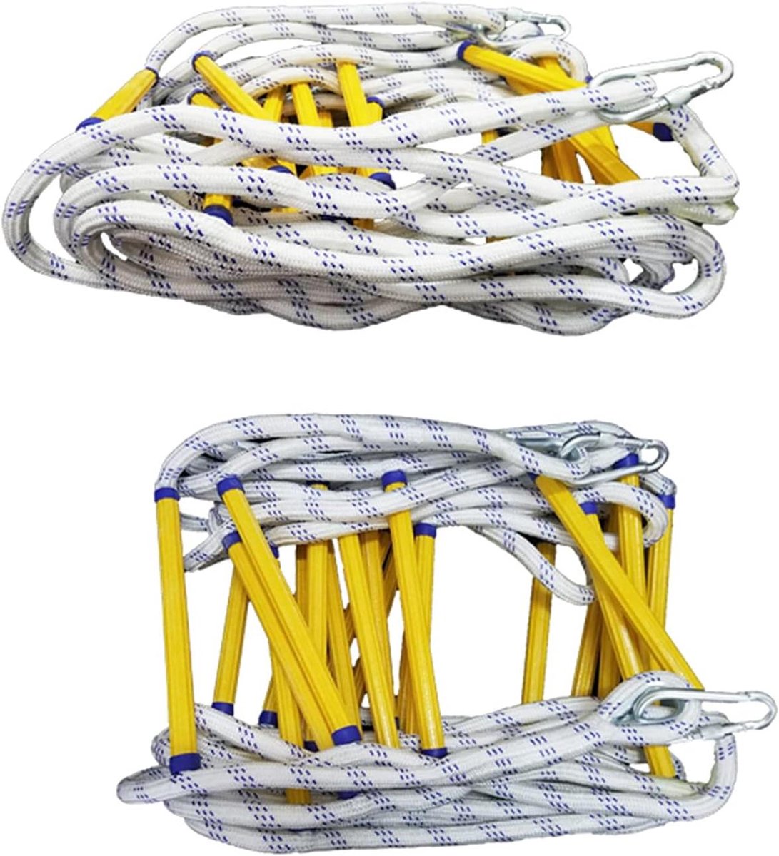 Veiligheid Touwladder - Noodladder Ontsnapping - Veilige Evacuatie - Antislip Hars Treden - 7 Meter - Zwart