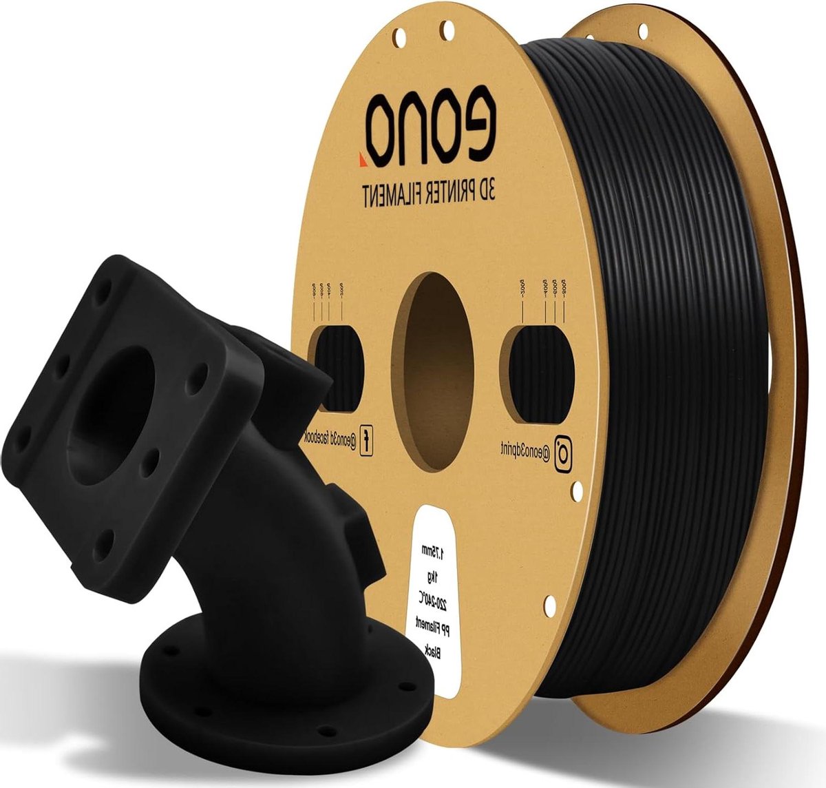 3D Printer Filament - Polypropyleen Draad - Duurzame Objecten Printen - Semi-Flexibel Materiaal - 1 kg - Zwart